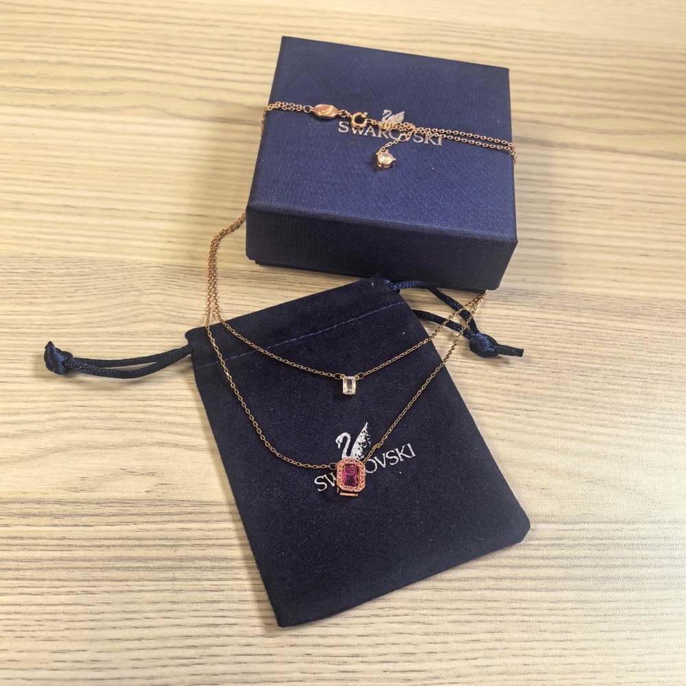 Swarovski Rose Gold and Pink Necklace Set